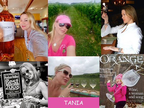 A collage of photos of Tania P. Dougherty, Certified Travel Counselor and Certified Meeting Professional, of The Little Wine Bus